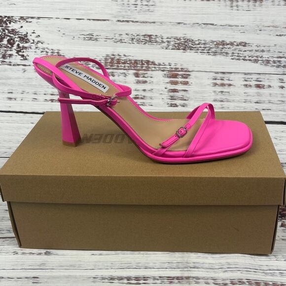 Steve Madden Women's Zarya Heeled Sandal pink Leath Size 7.5 - Picture 3 of 8